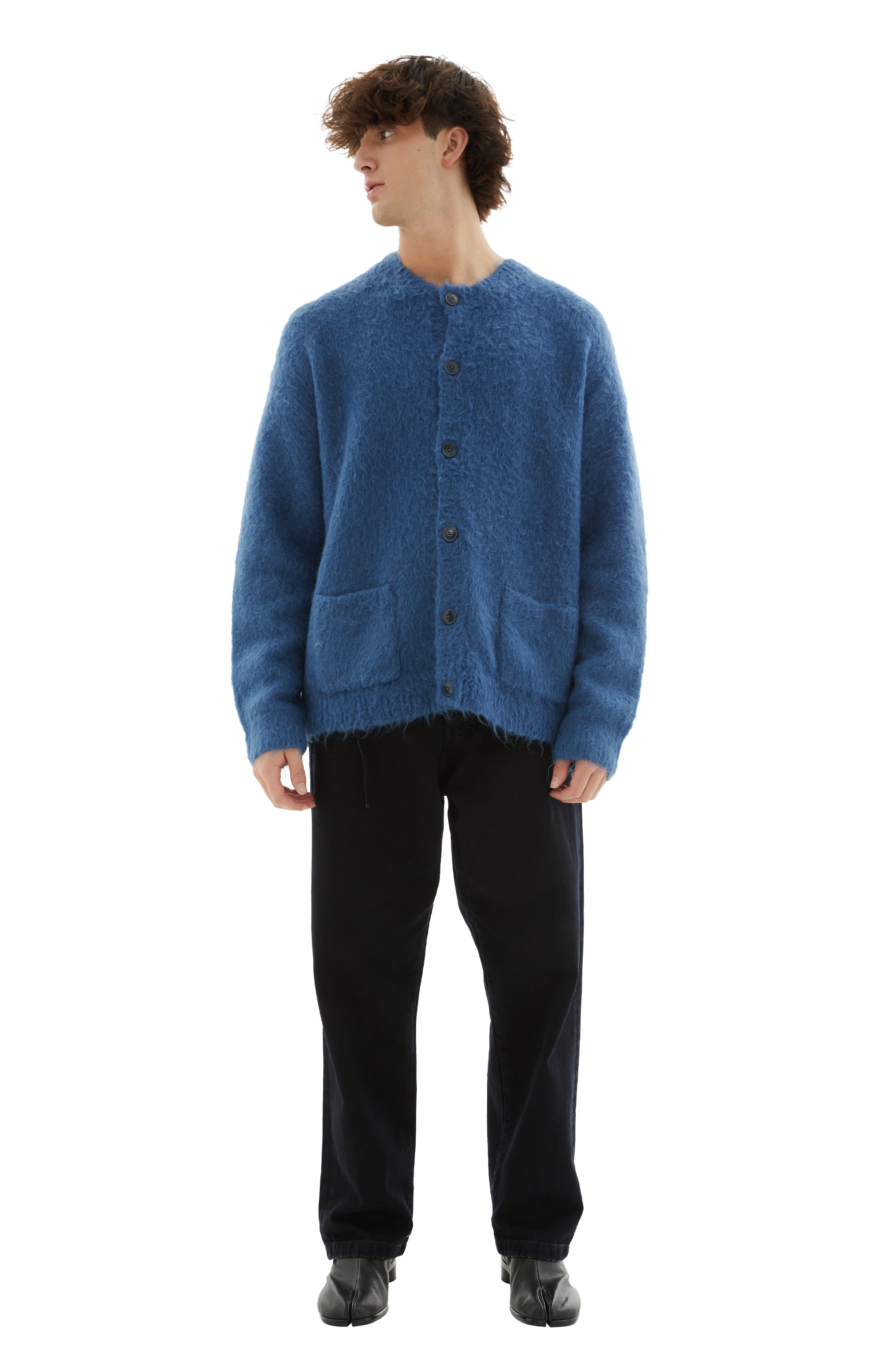 Wool Mohair Cardigan (Blue)