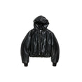 Hooded Faux Leather Jacket (Black) Hooded Faux Leather Jacket (Black)