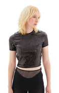 Tulle Stretch Top with Sequins (Black) Tulle Stretch Top with Sequins (Black)
