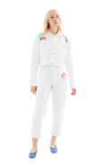 Denim Pants with Flowers Patches (Lily White) Denim Pants with Flowers Patches (Lily White)
