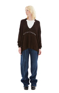 Knit Open Collar Sweater (Brown) Knit Open Collar Sweater (Brown)