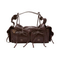 Multipocket Grained Leather Bag (Chocolate Brown) Multipocket Grained Leather Bag (Chocolate Brown)