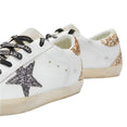 Women's Super-Star Leather Sneakers w/Glitter Star (Optic White/Seedpearl/Black/Gold) Women's Super-Star Leather Sneakers w/Glitter Star (Optic White/Seedpearl/Black/Gold)