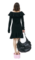 Knitted Open Shoulder Midi Dress (Black) Knitted Open Shoulder Midi Dress (Black)