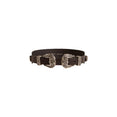 Women's Double Buckle Washed Leather Belt (Black) Women's Double Buckle Washed Leather Belt (Black)