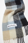 Mohair Checked Scarf (Blue/Beige/Black) Mohair Checked Scarf (Blue/Beige/Black)