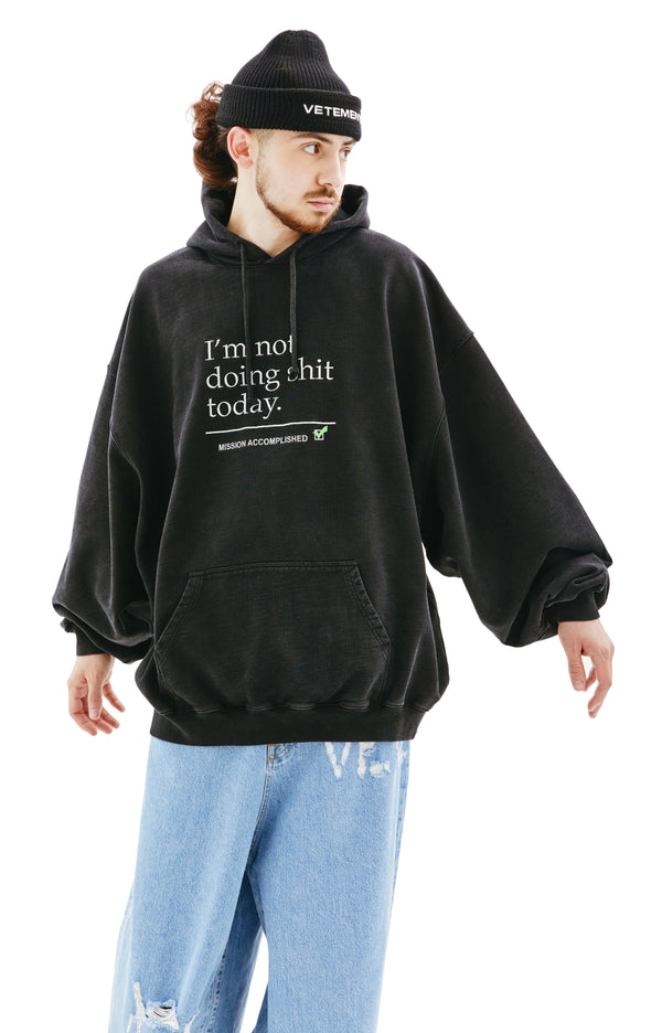Not Doing Shit Today Hoodie (Washed Black)