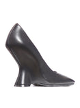 Leather Wedge Pumps (Black)