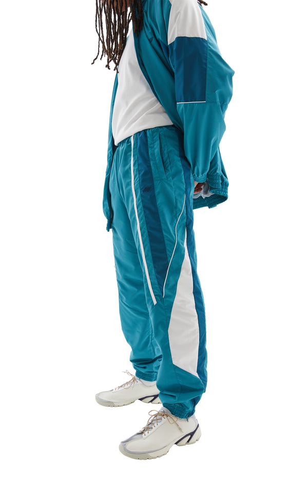 Panelled Trackpant (Teal/White)