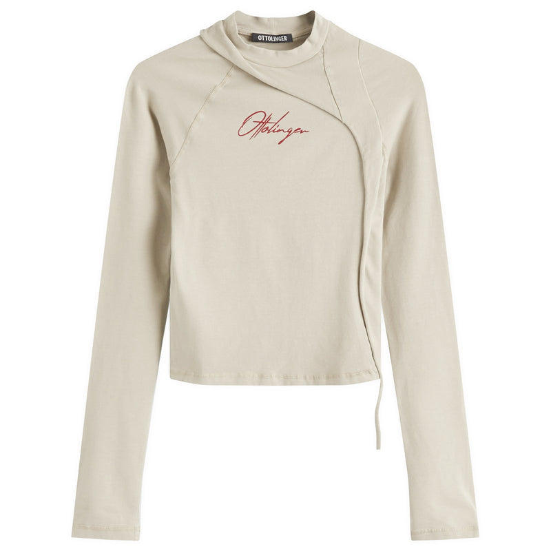 Deconstructed Fitted Long-sleeve T-shirt (Beige)