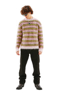 Roundneck Striped Mohair Sweater (Quartz)