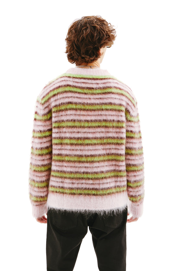 Roundneck Striped Mohair Sweater (Quartz)