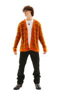 Striped Mohair Cardigan (Orange)