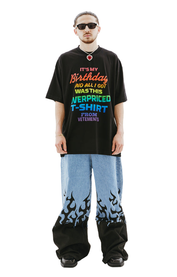 Overpriced Birthday T-shirt (Black/Rainbow)
