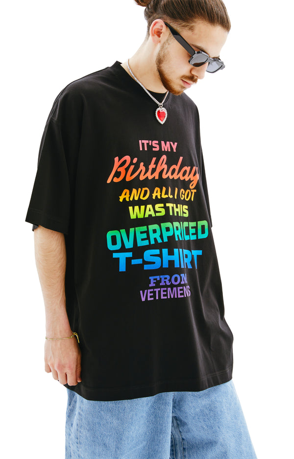 Overpriced Birthday T-shirt (Black/Rainbow)