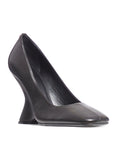 Leather Wedge Pumps (Black)