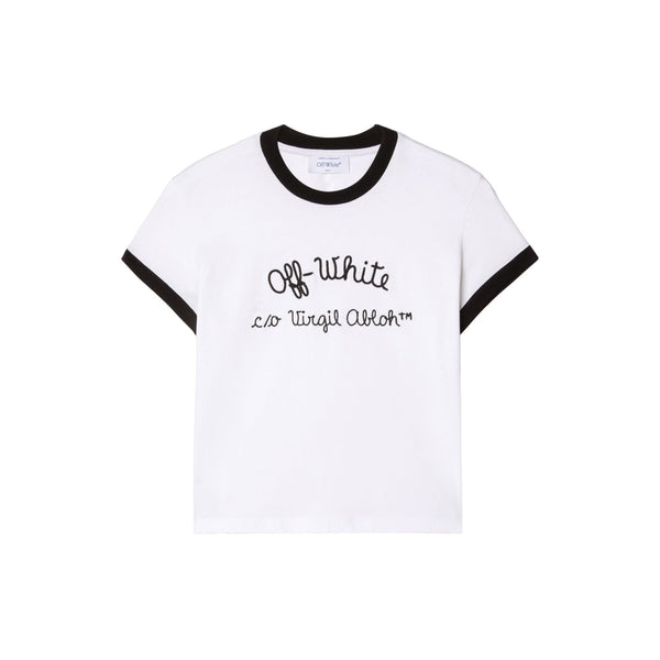 Embr Script Type Fitted T-shirt (White/Black)