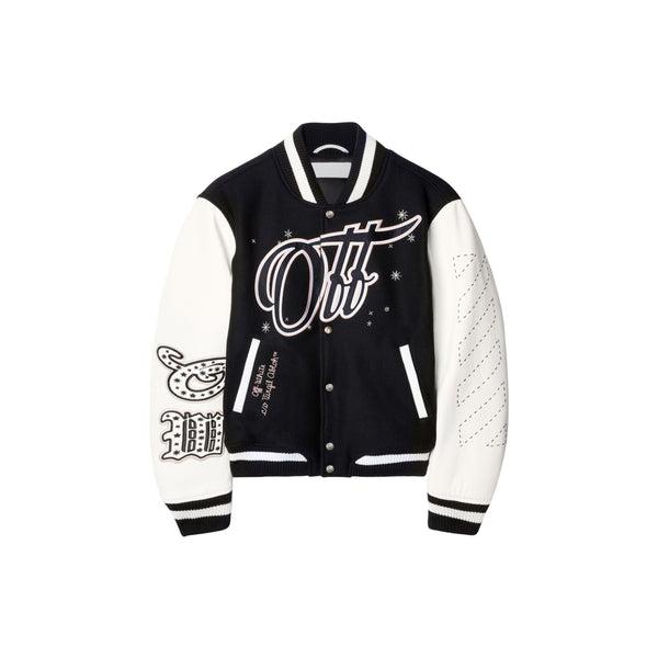 WO EMB Bling Stars Varsity Jacket (Black/Off-White)