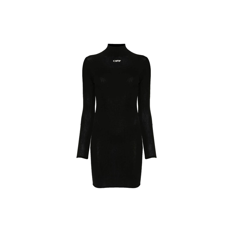 Off Stamp Slick Mini Dress (Black/White)