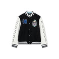Royal Jewels Leather Wool Varsity Jacket (Black)