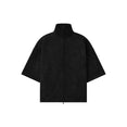 Suede Fleece High Neck 3/4 Sleeve Jacket (Vintage Black)