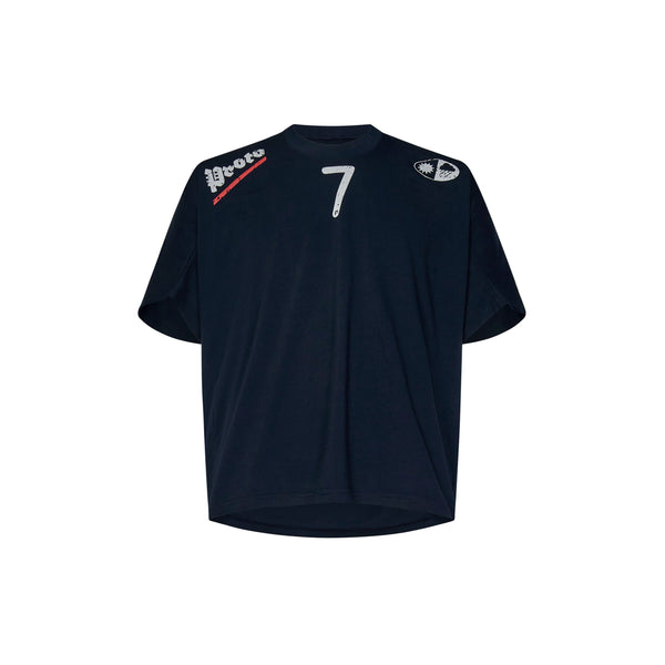 Moved Neckline T-shirt (Navy)