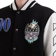 Royal Jewels Leather Wool Varsity Jacket (Black)