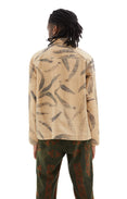 Leaf Print Weighted Padded Overshirt (Bronze/Black)