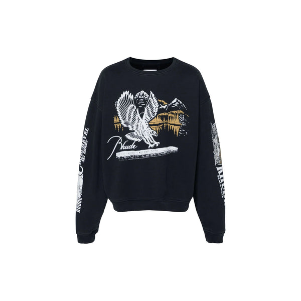 Rhude Pennant Flag Crewneck Sweatshirt (VTG Black)