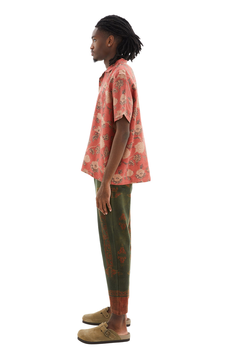 Floral Printed Camp S/S Shirt (Faded Red/Indigo)