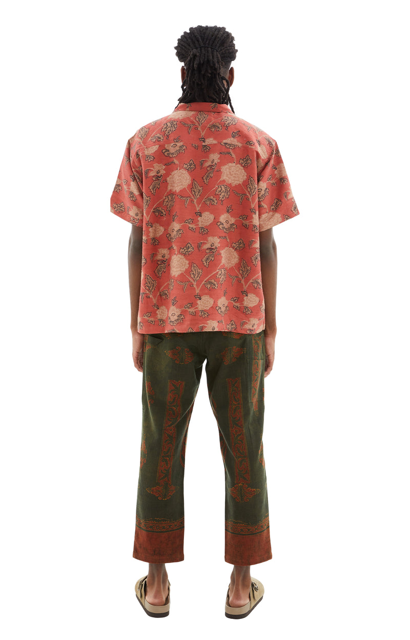 Floral Printed Camp S/S Shirt (Faded Red/Indigo)