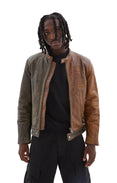 Biker Inspired Nappa Leather Jacket (Brown/Dark Brown)