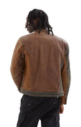 Biker Inspired Nappa Leather Jacket (Brown/Dark Brown)