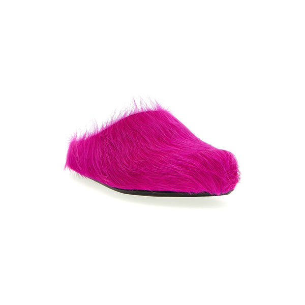 Men's Long-Hair Calfskin Fussbett Sabot (Fuchsia)