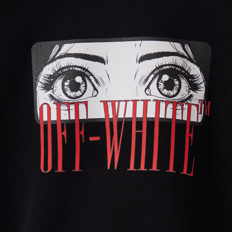 Anime Eyes Crop Crewneck Swearshirt (Black/Multicolor)