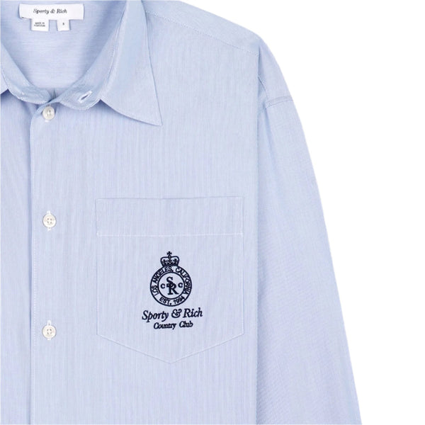 Crown Oversized Shirt (Blue/White Thin Stripe)