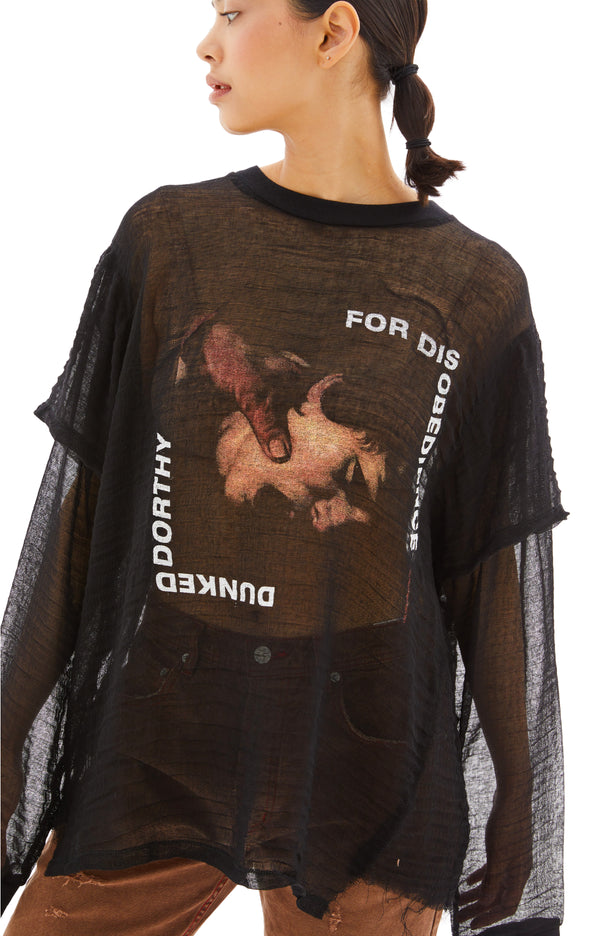 Dorothy Dunked Double Layer Long Sleeve T-Shirt (Black/Multi)