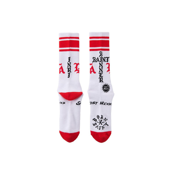 Saint Sinner Socks (White/Red)