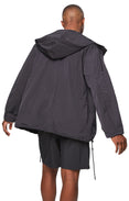 HIGH DENSITY COTTON POLYESTER CLOTH HOODED BLOUSON (BLACK)