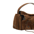 Multipocket Suede Shoulder Bag (Cognac Brown)
