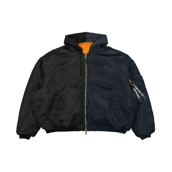 Split Hooded Bomber Jacket (Navy/Black)