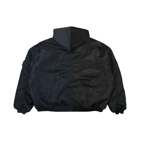 Split Hooded Bomber Jacket (Navy/Black)