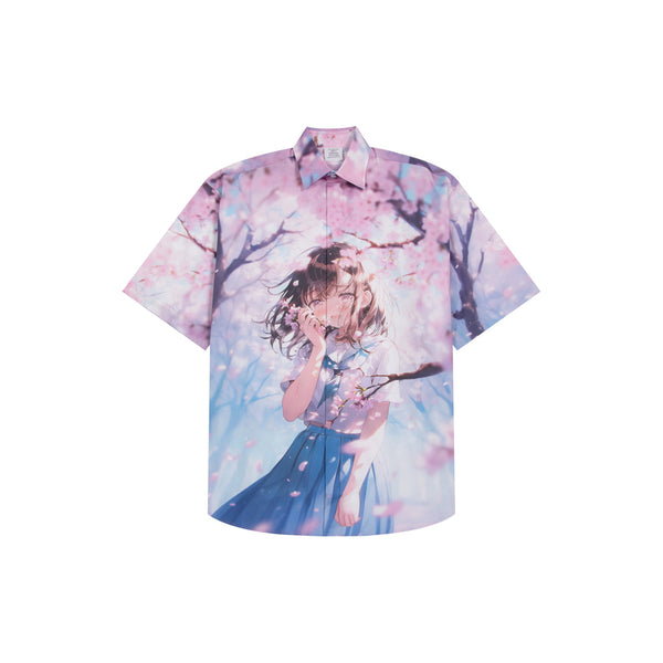 Anime Short Sleeved Shirt (Blue)