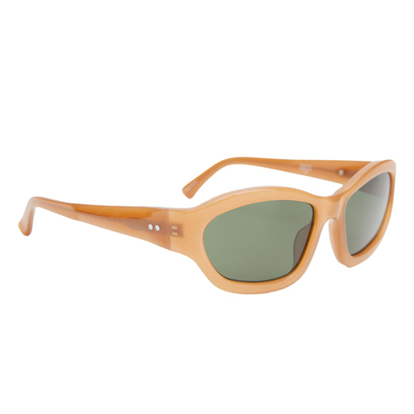 x Linda Farrow Rectangle Sunglasses (Dark Camel/Silver/Green)