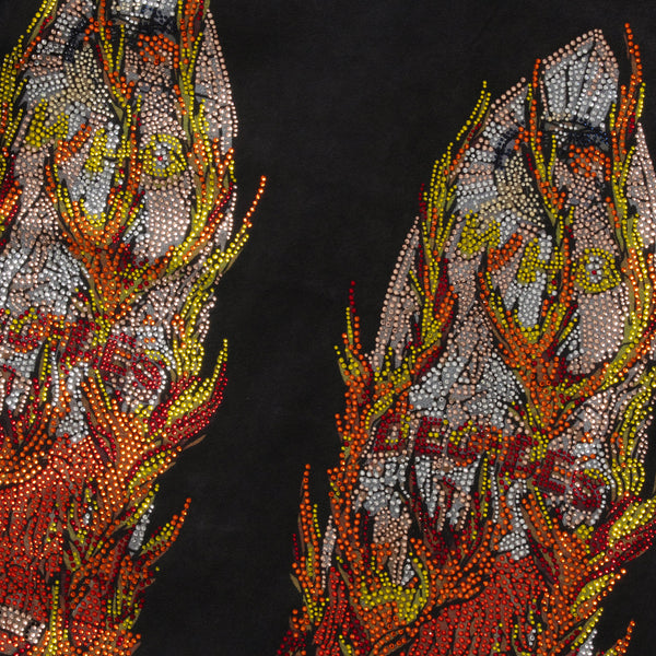 Rhinestone Flame Glass Jersey T-shirts (Coal)