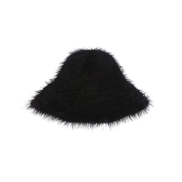 Wild Puffy Knit Bucket Hat (Black)