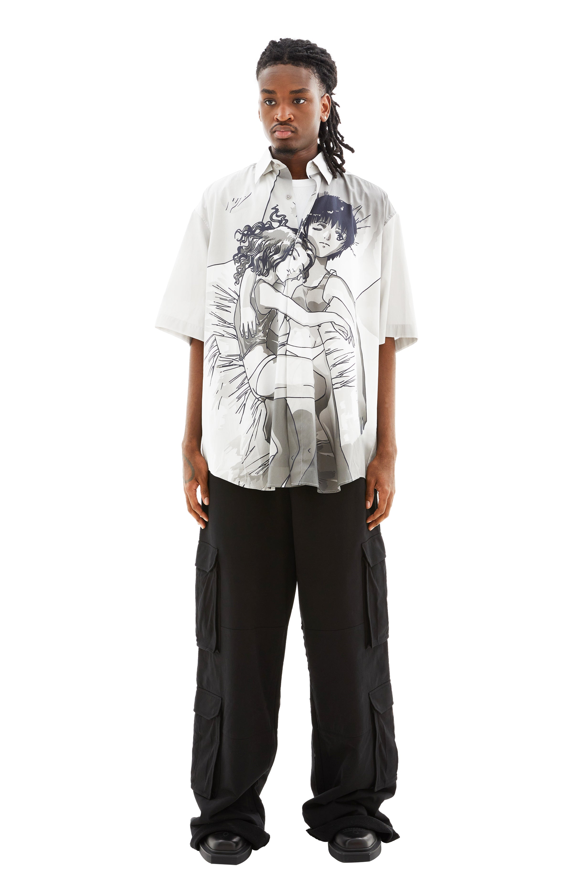 Anime Short Sleeved Shirt (Black/White)