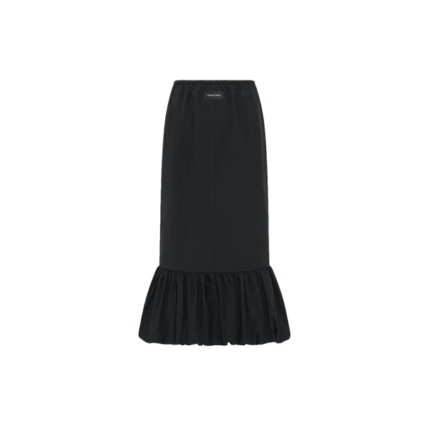 Nylon Midi Bubble Skirt (Black)