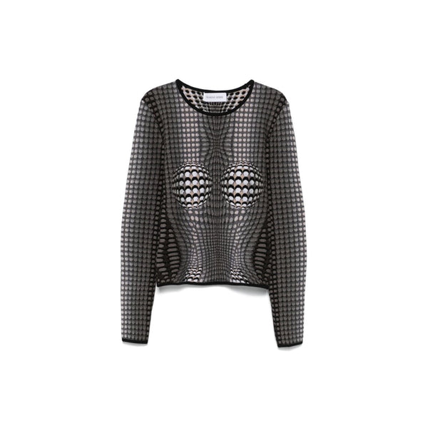 Moon Skin Jacquard Knit Fitted Sweater (Stone Grey)