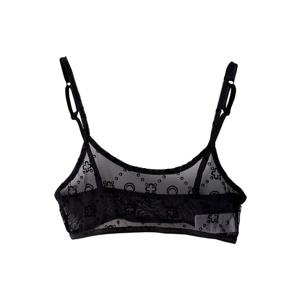 Moonogram Mesh Flock Bralette (Black)